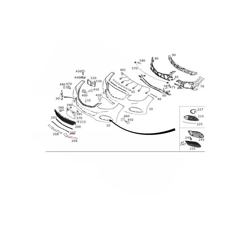 Front lower trim Mercedes-Benz A2128852374 E-CLASS W212