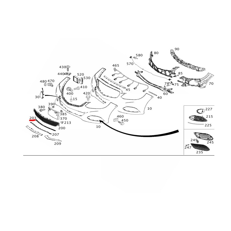 Cover bumper area Mercedes-Benz A2128852322 E-CLASS W212