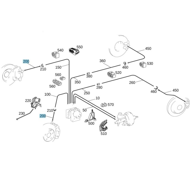 Front brake hose left and right Mercedes-Benz A2044280435
