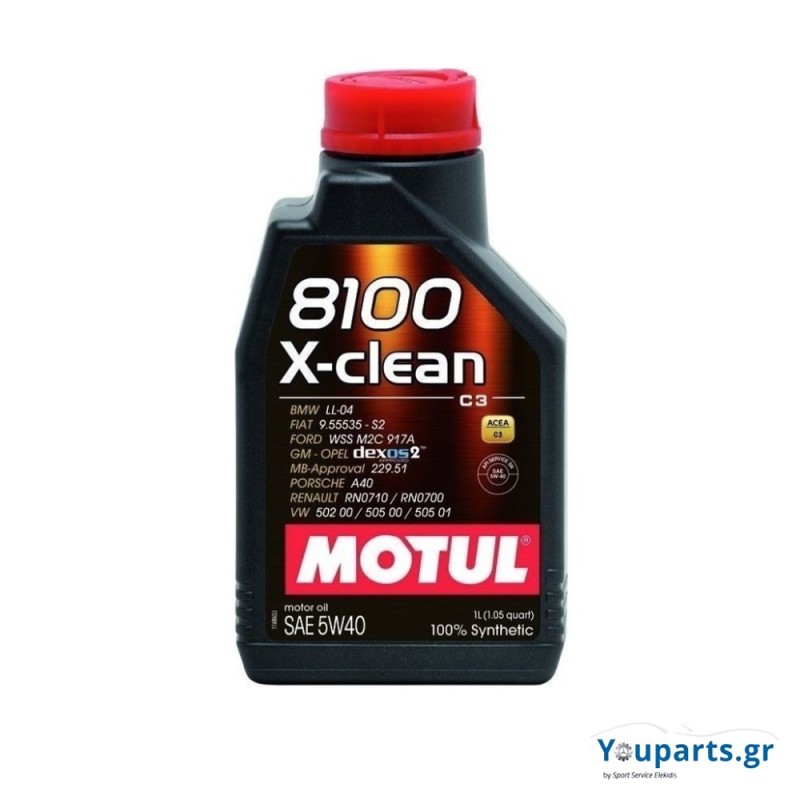 Motul Synthetic Car Oil 8100 X-Clean 5W-40 C3 1lt