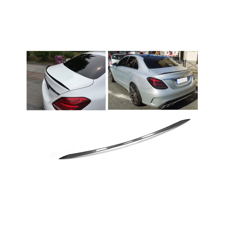 Rear spoiler lip look carbon fits on Mercedes-Benz C-Class W205 2014-2018.