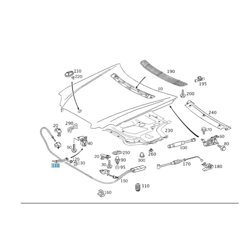 Γνήσια Λαβή Καπό Mercedes C-Class W203 A2038870227 |youparts.gr
