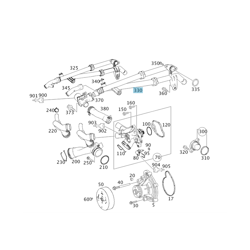 Water hose-collar for branch pipe Mercedes-Benz A2712002452