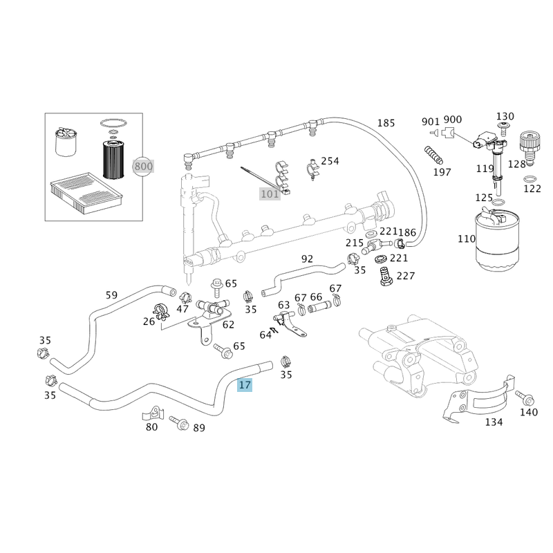 Fuel Return Line/Hose Mercedes Benz A6460704481