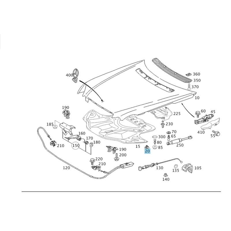 Κλιπ συγκράτησης μόνωσης καπό Mercedes Benz A0019880325
