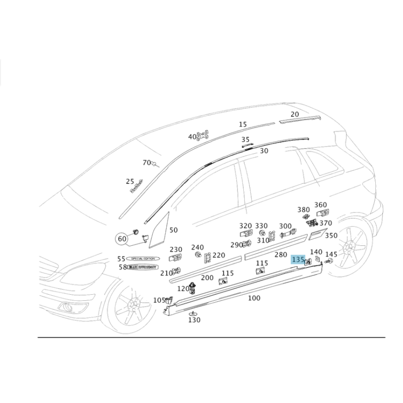 Mounting Clip Mercedes Benz W169 A0129885378
