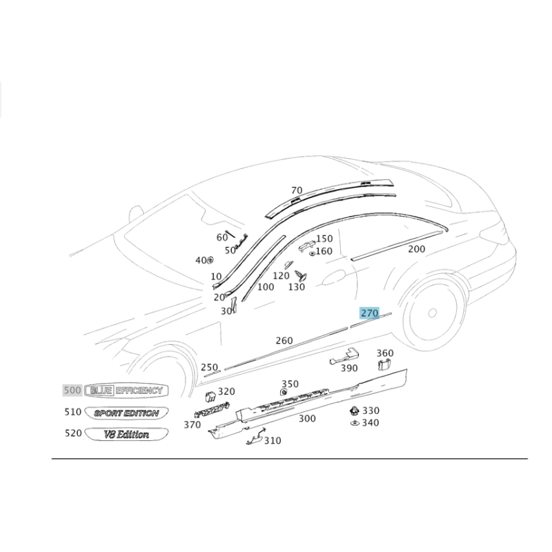 Fender moulding/strip Mercedes Benz A2076980262