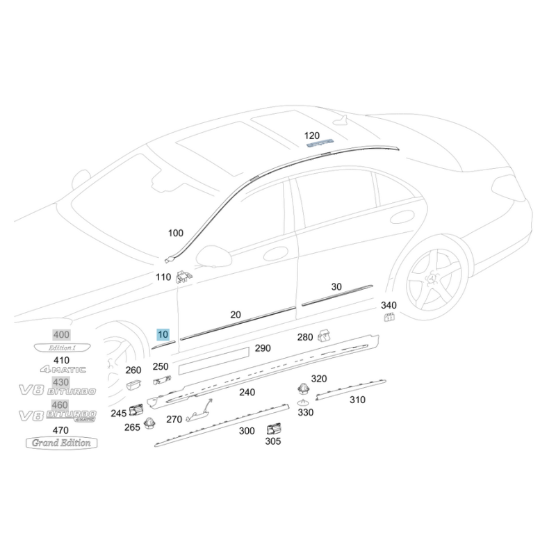 Τrim strip Mercedes Benz A2226909301