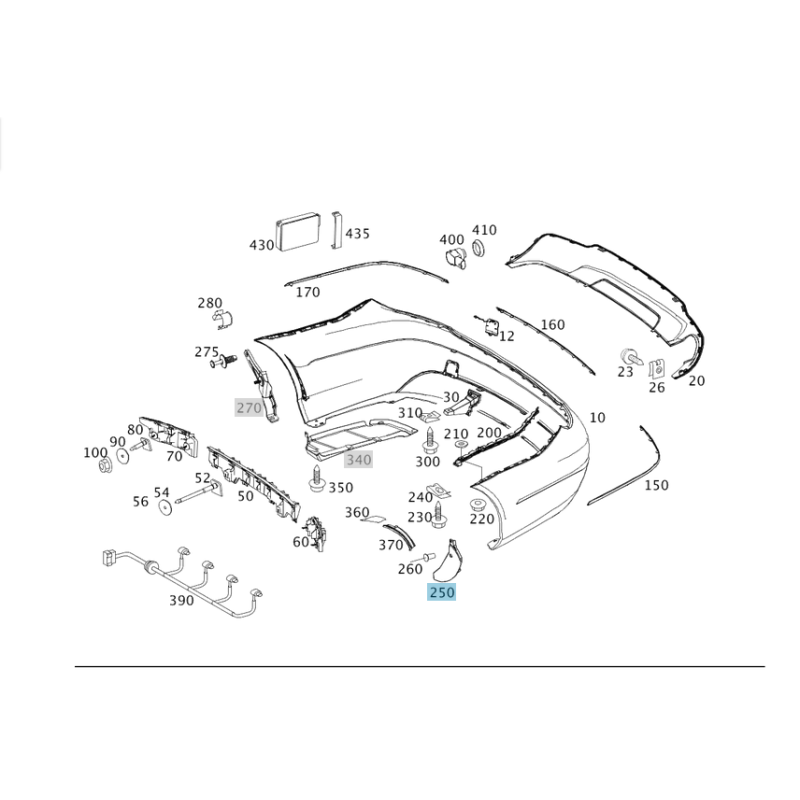 άλυμμα προφυλακτήρα δεξιά πίσω Mercedes-Benz C-Class (W204)