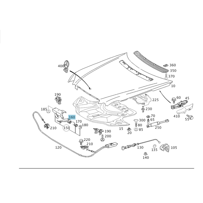 Χειρολαβή απασφάλισης καπό Mercedes Benz A2118870327