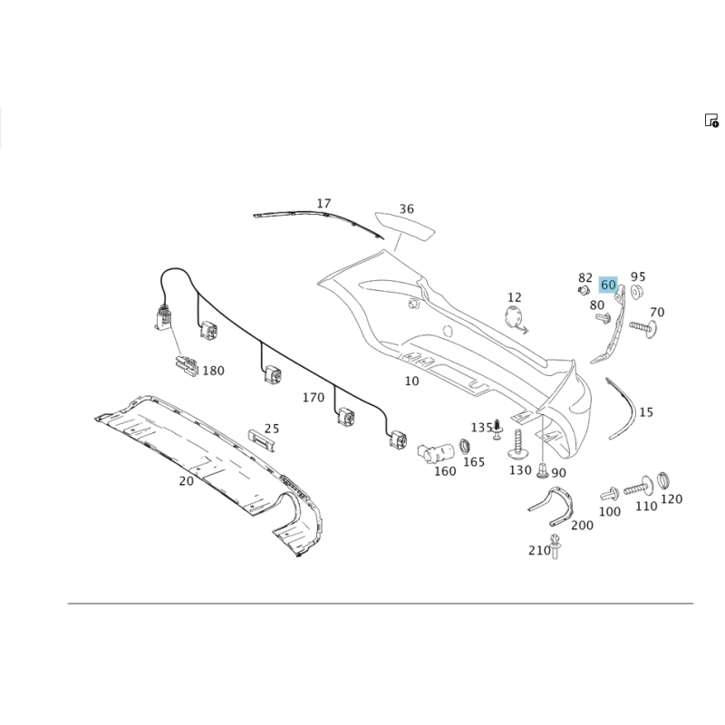 Δεξιά Βάση Πίσω Προφυλακτήρα Mercedes A1698851463 | [youparts.gr]