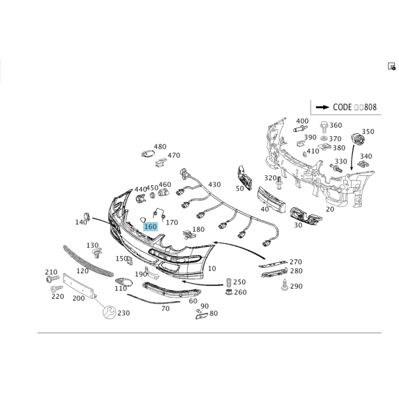 Headlight Washer Cover MERCEDES BENZ A2038800505