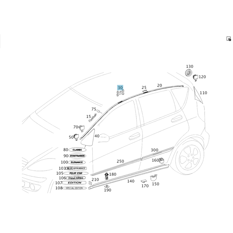 Κλιπ στερέωσης Mercedes-Benz A-CLASS/B-CLASS W169/W245 A0009915871 64