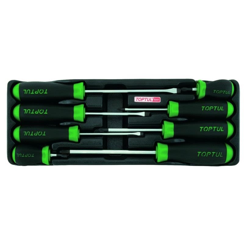 Set of 8 screwdrivers on a TOPTUL GAAT0805 base