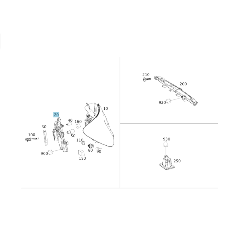 Πλακέτα φανού πίσω αριστερά Mercedes Benz  W176 A1768200177 65