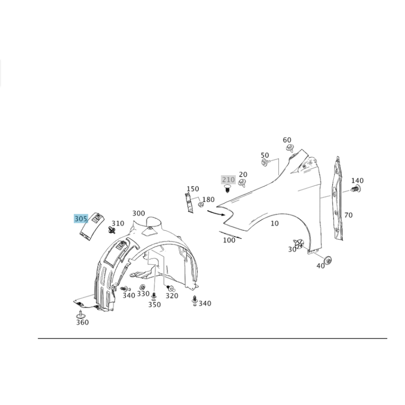 Mercedes Benz B W246 Front Wheel Arch Plastic Cover A2468840222