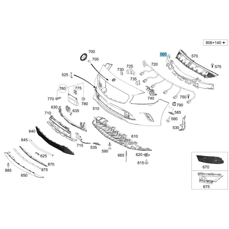 Αντιθορυβικό προφυλακτήρα εμπρός για Mercedes W176 A-CLASS