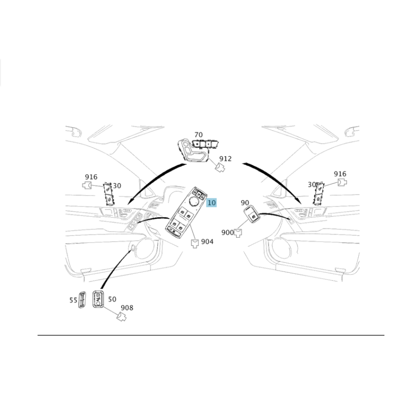 Window Master Switch 3 PIN Mercedes A-Class W176 2012-2018