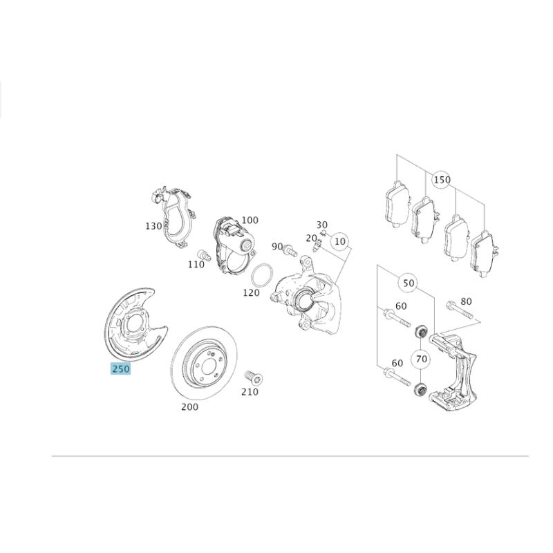 Έλασμα δισκόπλακας πίσω αριστερά Mercedes A-Class W176(A246423042) W242/W246/X156 ΛΑΜΑΡΙΝΑ