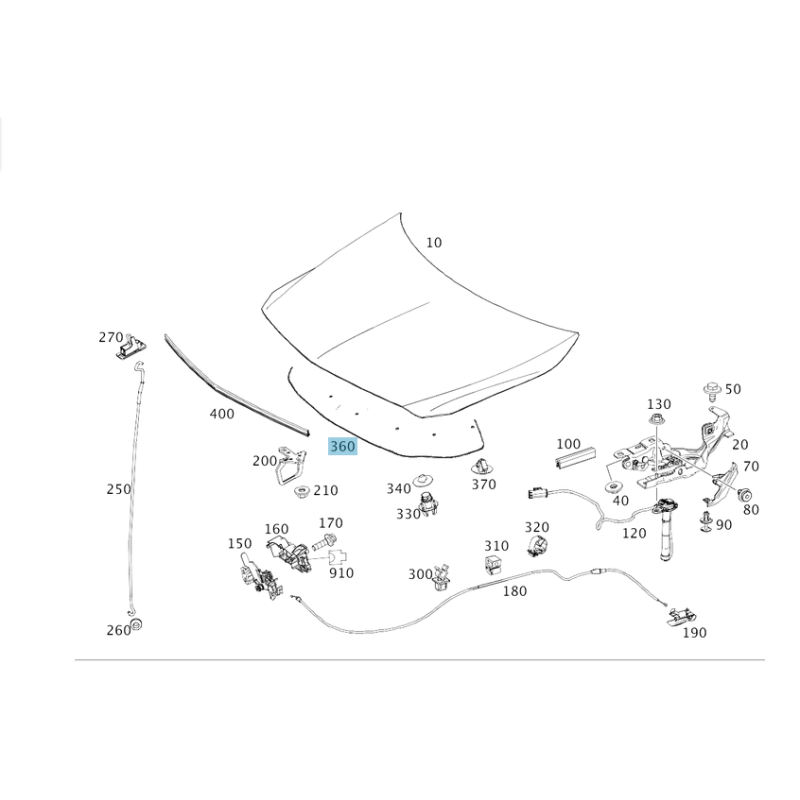 Bonnet Hood Engine Compartment Sound Insulation Mercedes A-Class W176 (A1766820026)