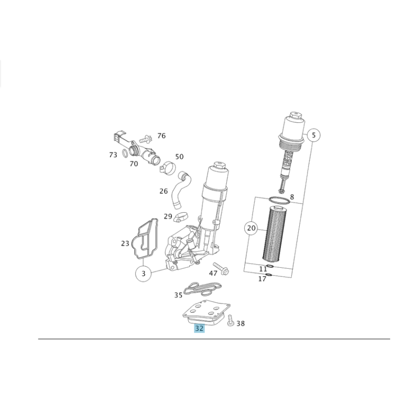 Engine Oil Cooler Mercedes Benz για κινητήρες M271 A2711880401