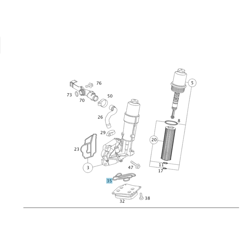 Gasket oil filter housing Mercedes Benz A2711840080