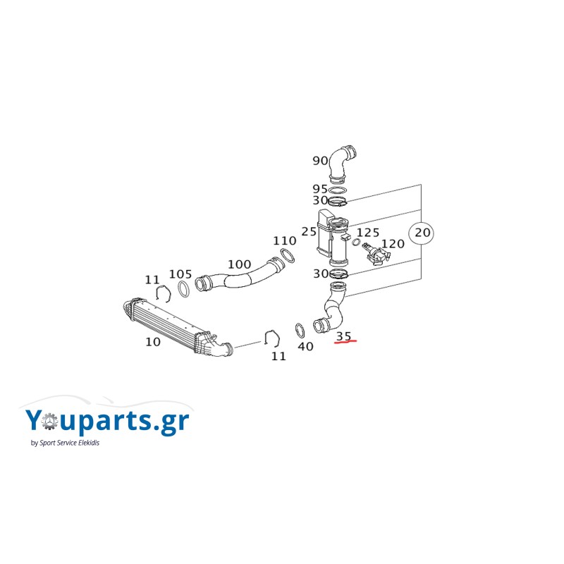 Κολάρο intercooler αριστερό Mercedes-benz A2115282982