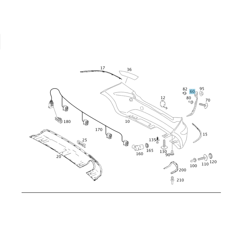 Βάση Πίσω Προφυλακτήρα Αριστερή (Οδηγού) Mercedes-Benz A-Class W169 (2008-2012) Facelift | Γνήσιο Ανταλλακτικό A1698851121