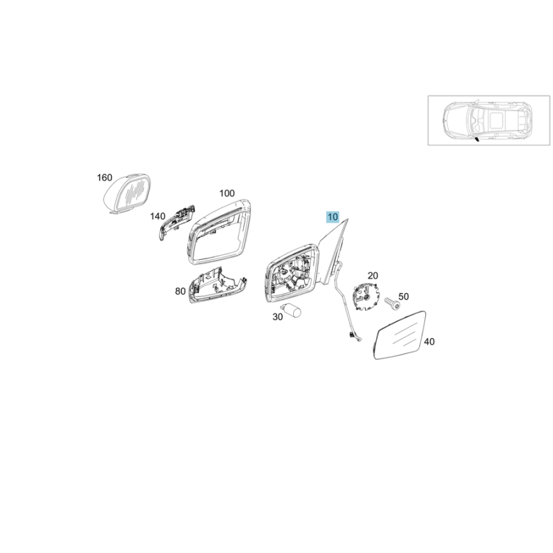 Left Wing Mirror Structure Mercedes A-Class W176 (2012-2018) | OEM A1768100376 Aftermarket