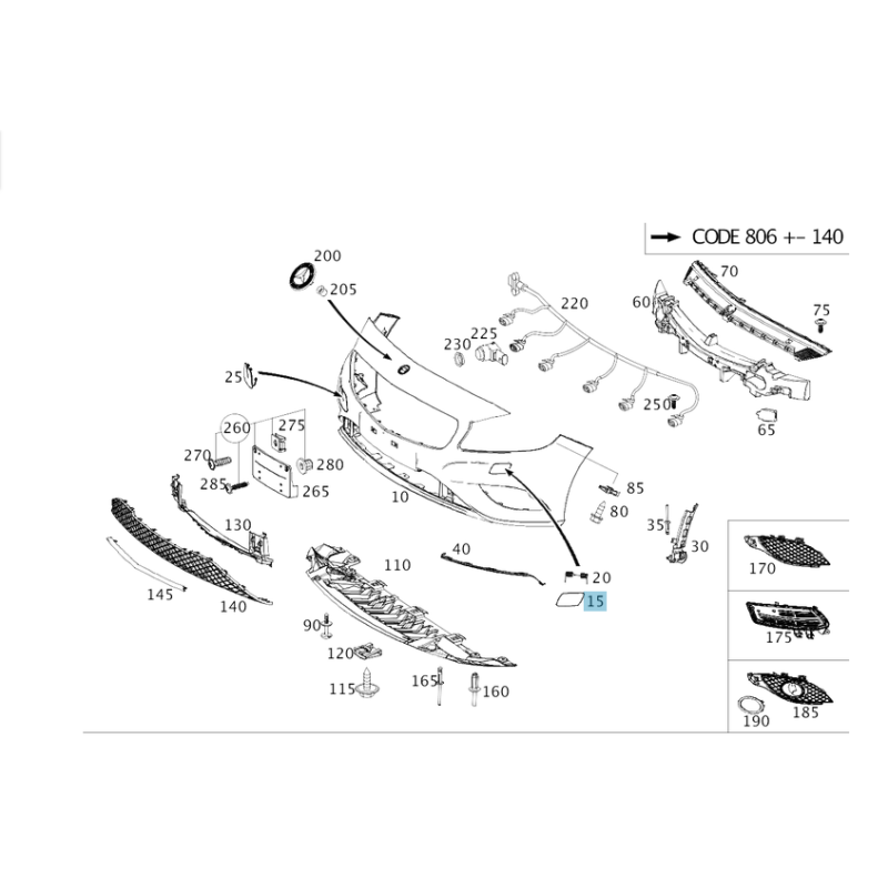 Καπάκι Πλύσης Φαναριού Αριστερό Mercedes A-Class W176 | A1768850123