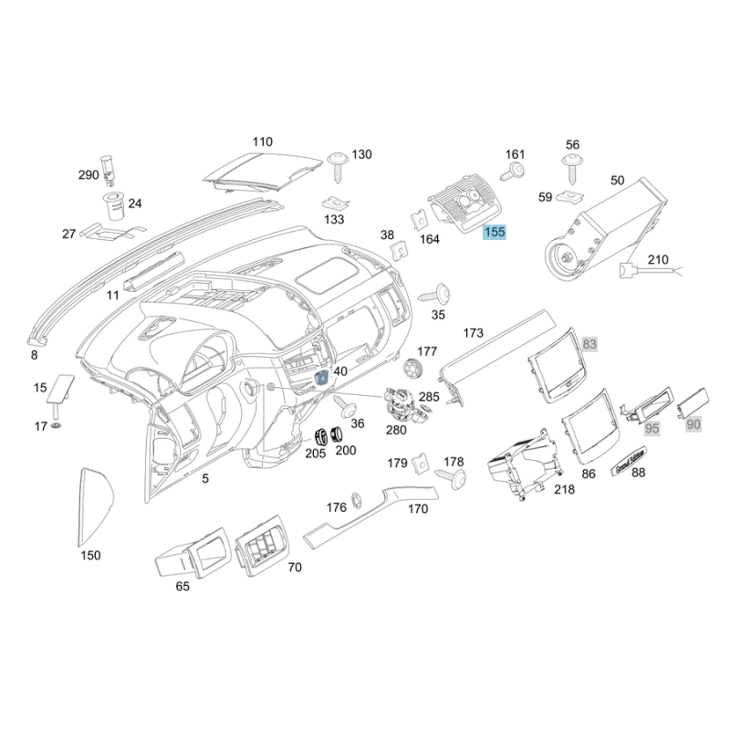 Central Dashboard Top Cover with Air Vent Mercedes Vito Viano W639 A6396800007