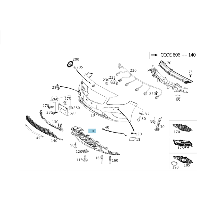 Front Bumper Lower Splash Shield for Mercedes A-Class W176 / CLA C117 (AMG Line) Aftermarket - Replaces A1768850136