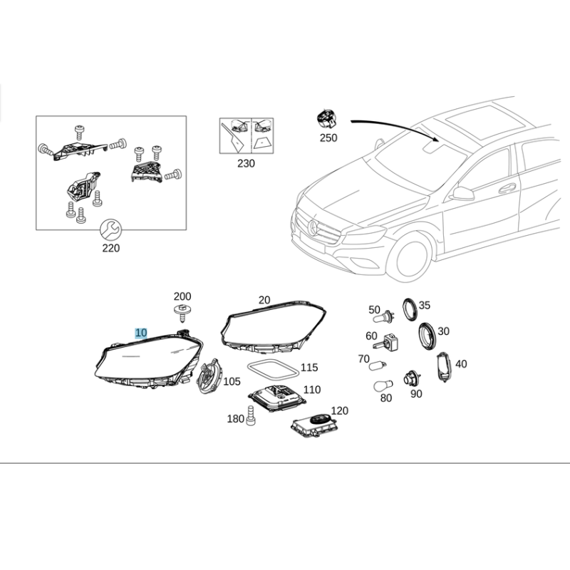 Φανάρι Εμπρός Δεξί Bi-Xenon LED (Hella) για Mercedes A-Class W176 (2012-2015) | OEM A1768202861
