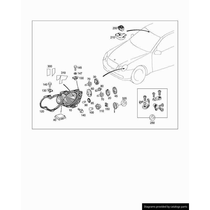 Σετ Επισκευής Βάσεων Φαναριού Δεξί Mercedes C-Class W203 (A2038203614)