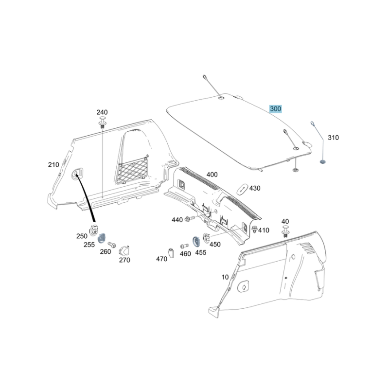Aftermarket Rear Parcel Shelf for Mercedes A-Class W177 Hatchback (2018+) Black | Load Cover OE A1776905400