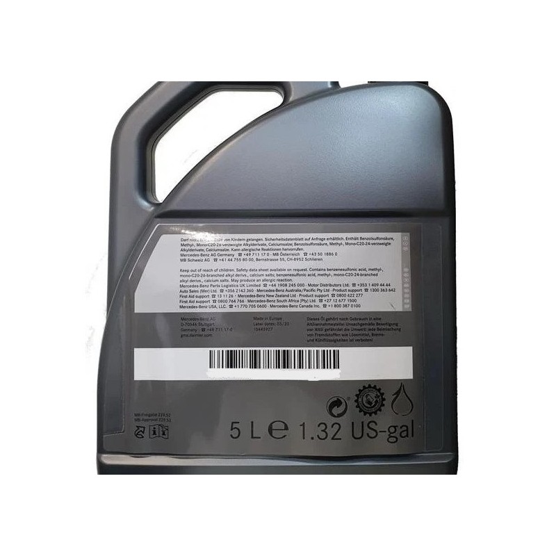 Γνήσιο Λάδι Κινητήρα Mercedes-Benz 5W-30 MB 229.52 5L | A000989671013