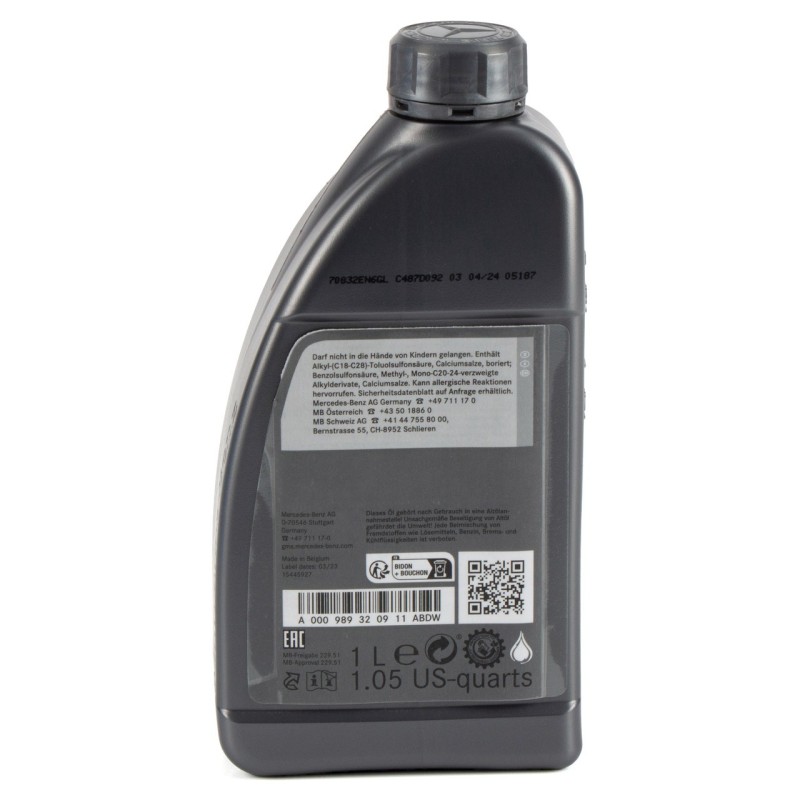 Mercedes 5W-30 Oil MB 229.51 1L | A000989320911
