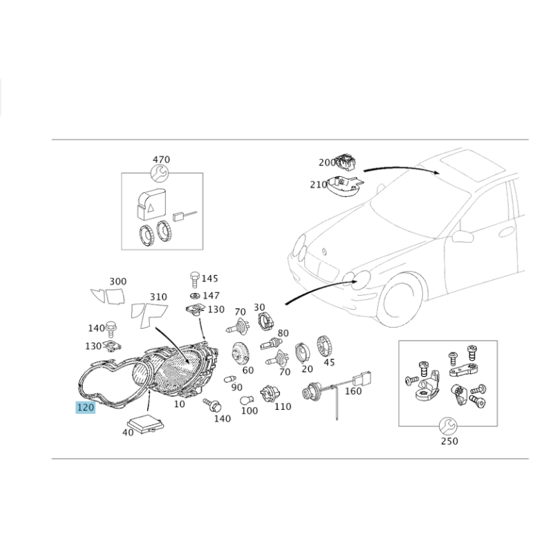 Genuine Mercedes C-Class W203 Front Headlight Seal Left | A2038260191
