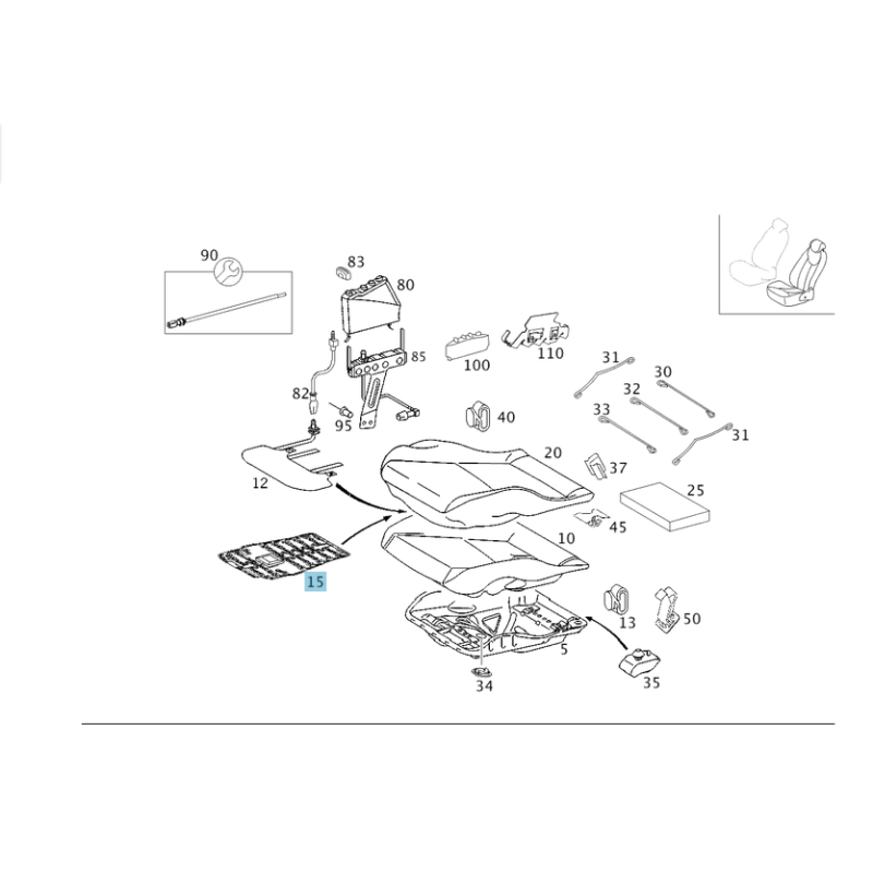 Mercedes W203 Seat Occupancy Sensor A2038701351