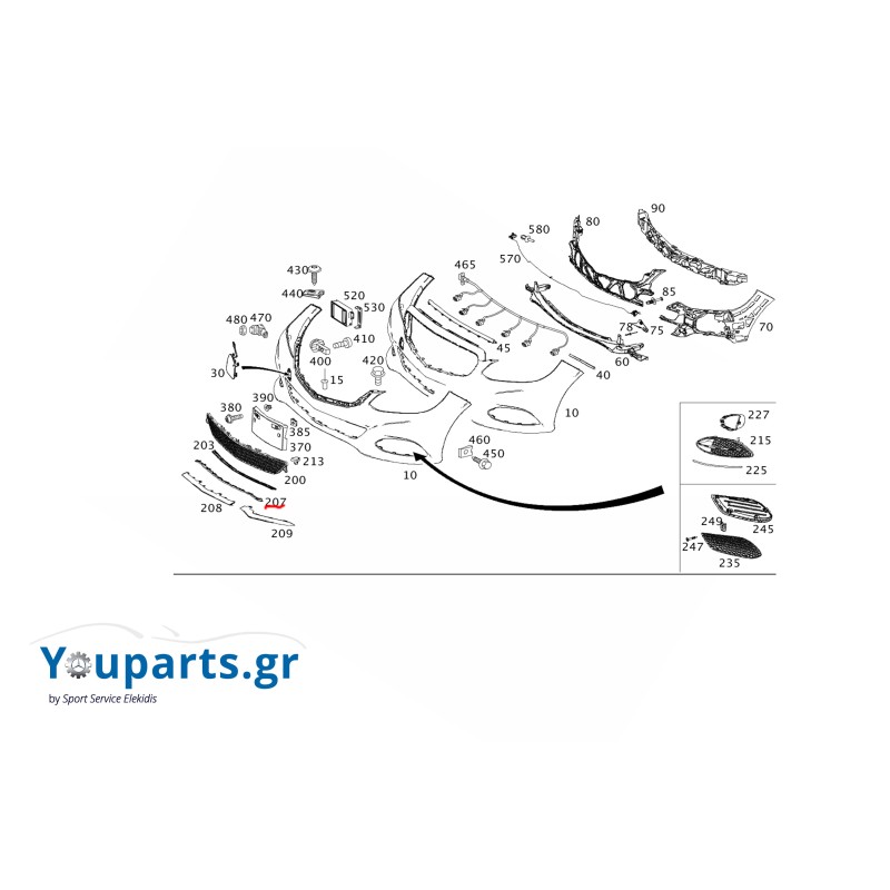 Διακοσμητικό εμπρός προφυλακτήρα Mercedes-Benz A2128852374 E-CLASS W212