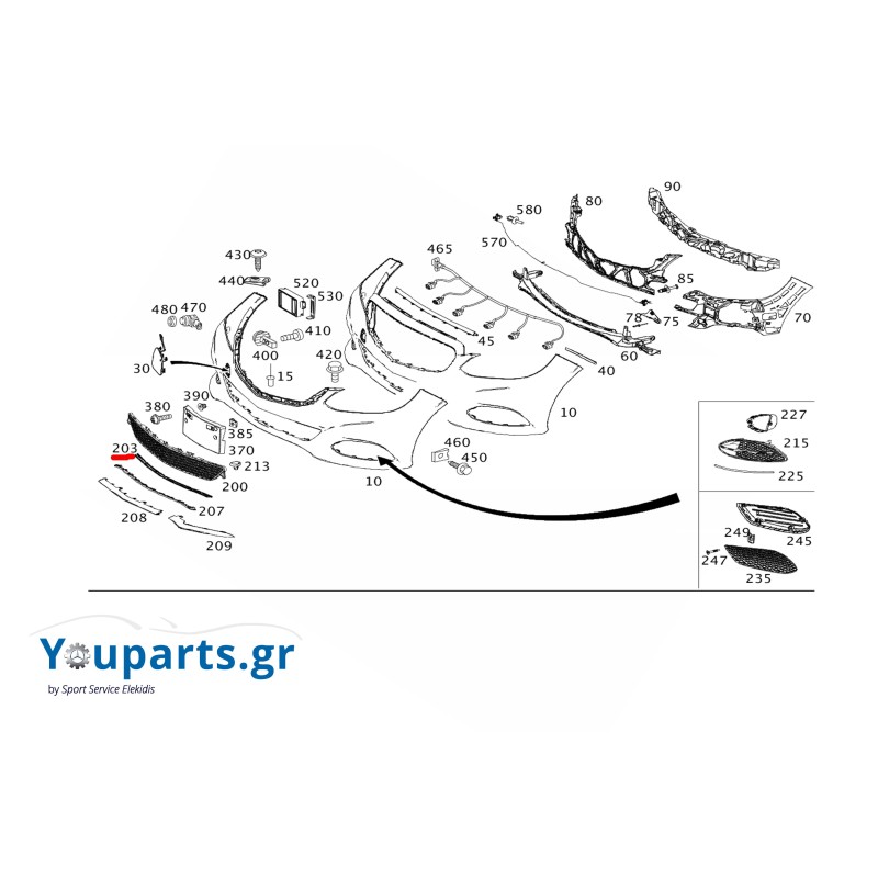 Cover bumper area Mercedes-Benz A2128852322 E-CLASS W212