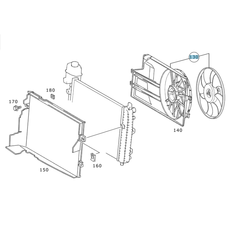 Radiator fan (with housing) for Mercedes-Benz A-CLASS W168 VANEO 414