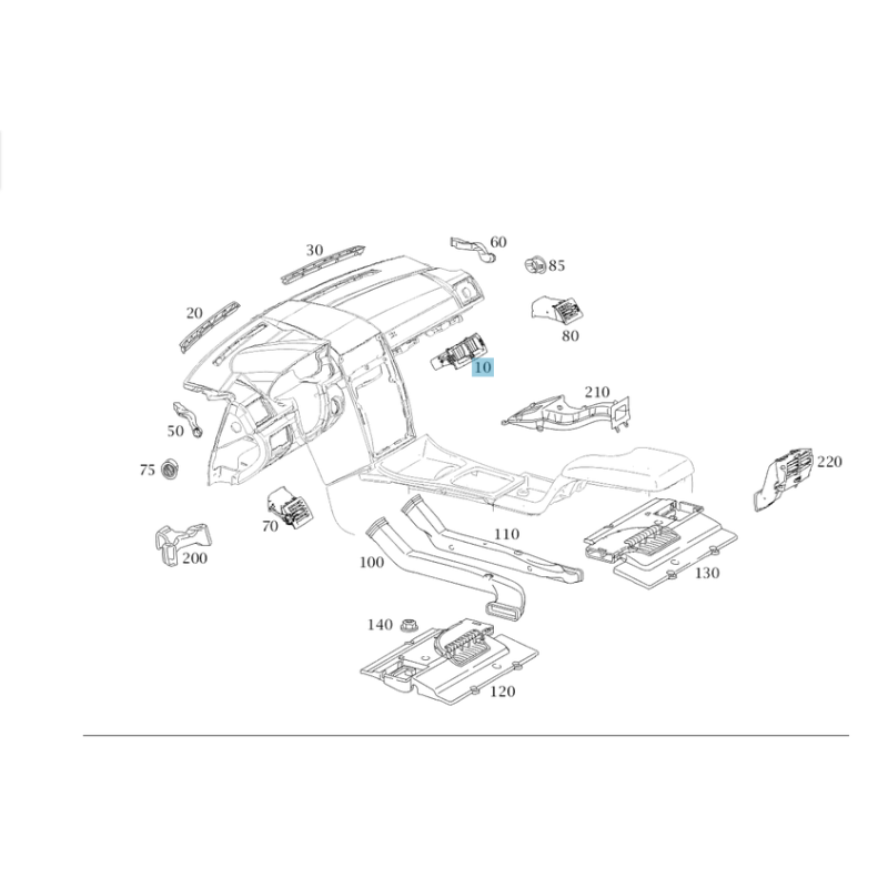 Genuine Mercedes-Benz Dashboard Center Air Vent (W169 / W245) - A1698300054 9116