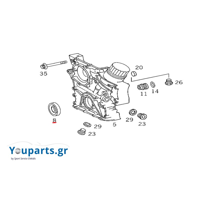Τσιμούχα στροφάλου γνήσια Mercedes-Benz A1209970346